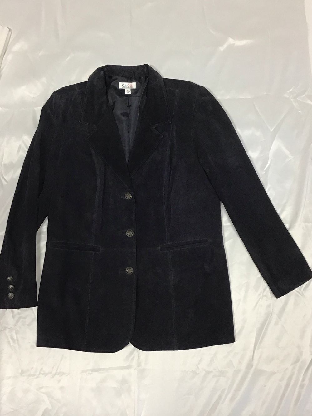 Dark Blue Leather Blazer Jacket by d&co